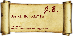Janki Borbála névjegykártya